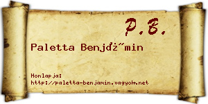 Paletta Benjámin névjegykártya
